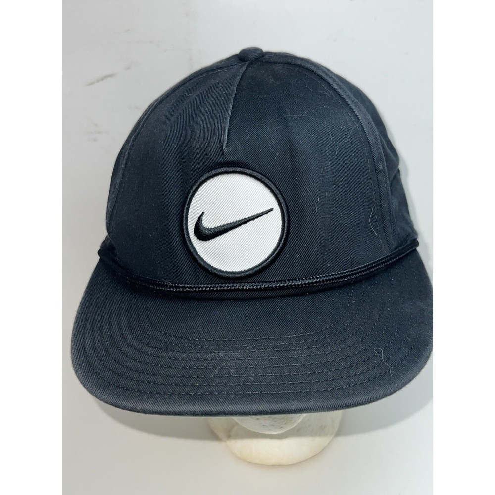 Nike True Golf Hat  Mens Black Swoosh Circle Snapback Rope One Size Baseball Cap